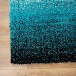 Teal Ombre Blend Shaggy Rug - California - Bargainia.com - 