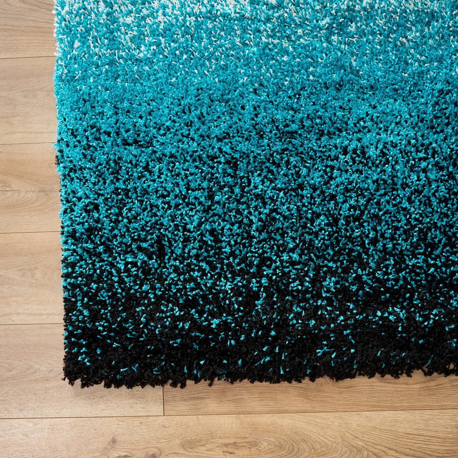 Teal Ombre Blend Shaggy Rug - California - Bargainia.com - 