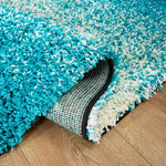 Teal Ombre Blend Shaggy Rug - California - Bargainia.com - 