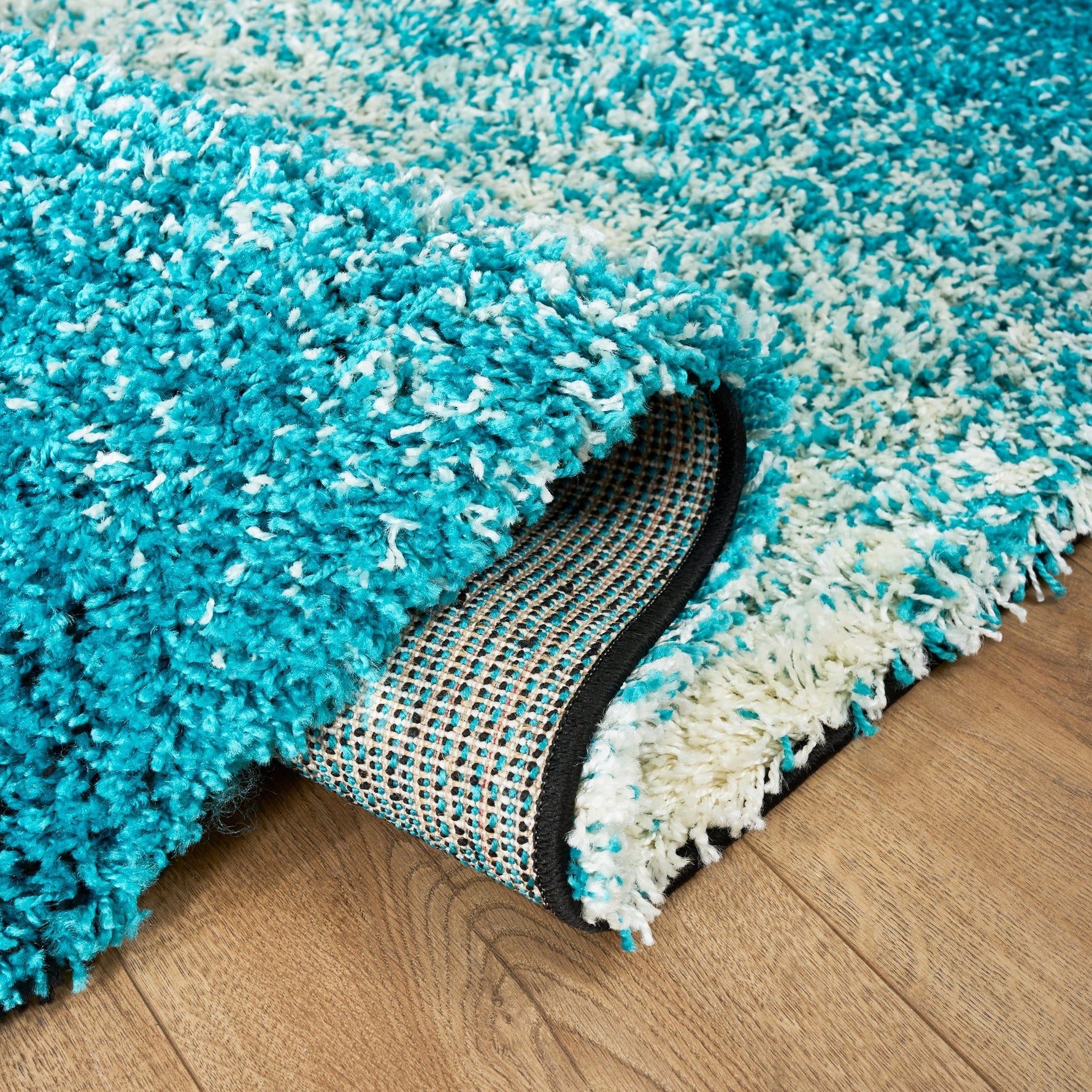 Teal Ombre Blend Shaggy Rug - California - Bargainia.com - 