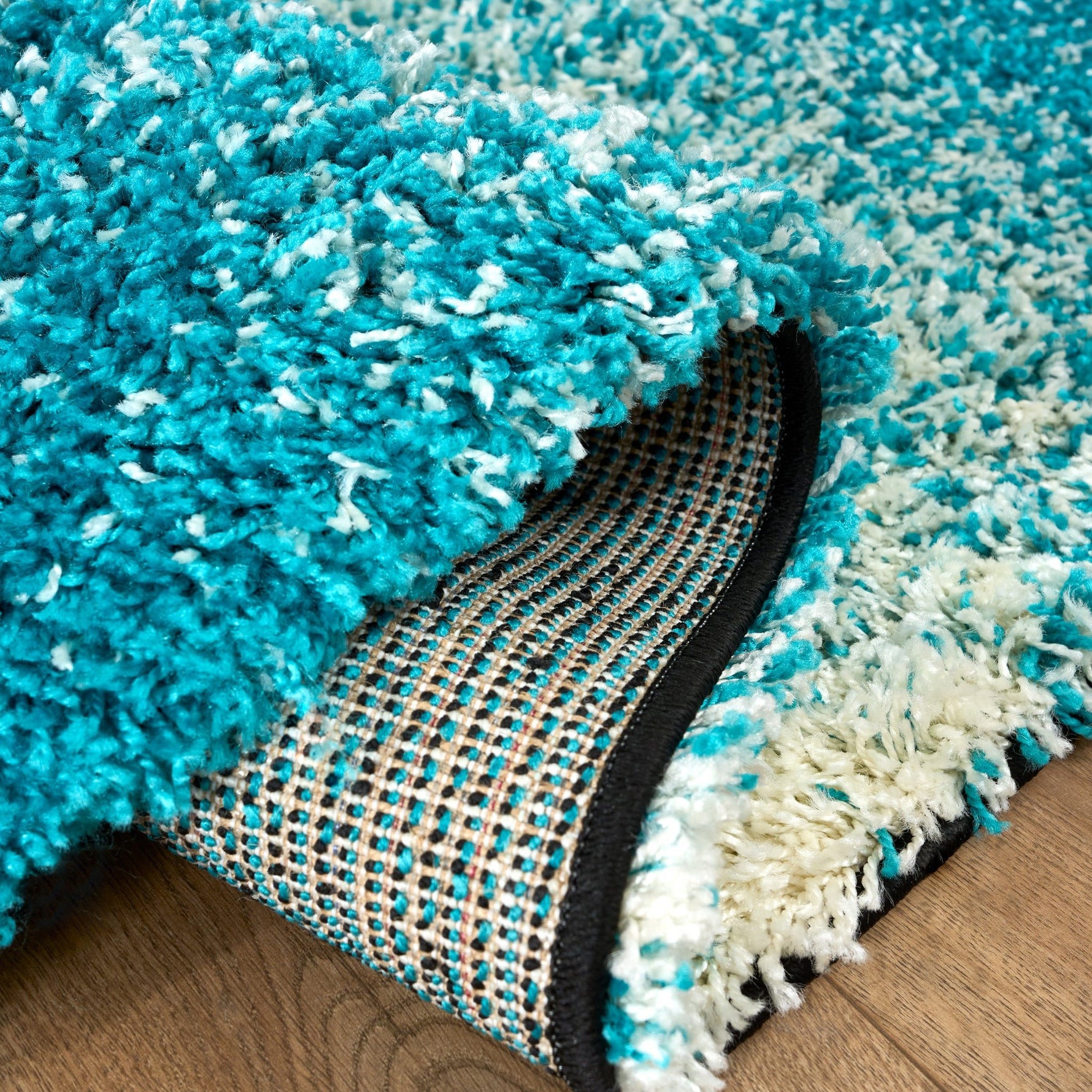 Teal Ombre Blend Shaggy Rug - California - Bargainia.com - 