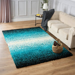 Teal Ombre Blend Shaggy Rug - California - Bargainia.com - 