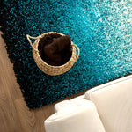 Teal Ombre Blend Shaggy Rug - California - Bargainia.com - 