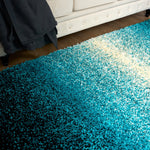 Teal Ombre Blend Shaggy Rug - California - Bargainia.com - 