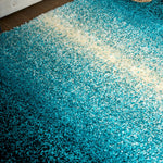 Teal Ombre Blend Shaggy Rug - California - Bargainia.com - 