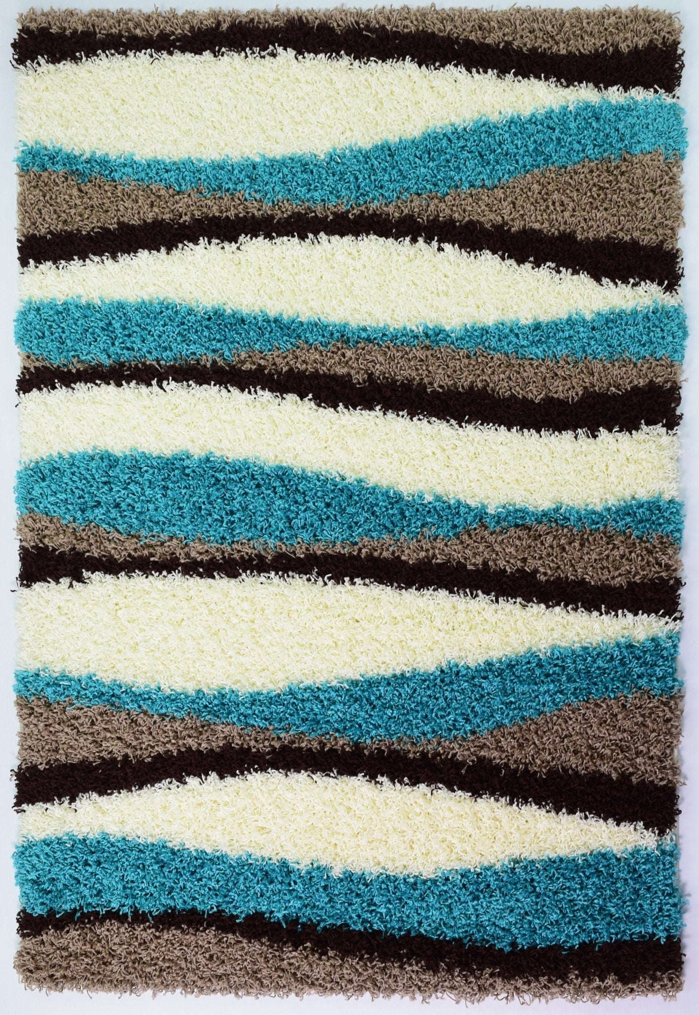 Teal Waves Shaggy Rug - California Rugs Rug Masters
