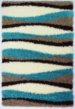 Teal Waves Shaggy Rug - California - Bargainia.com - 