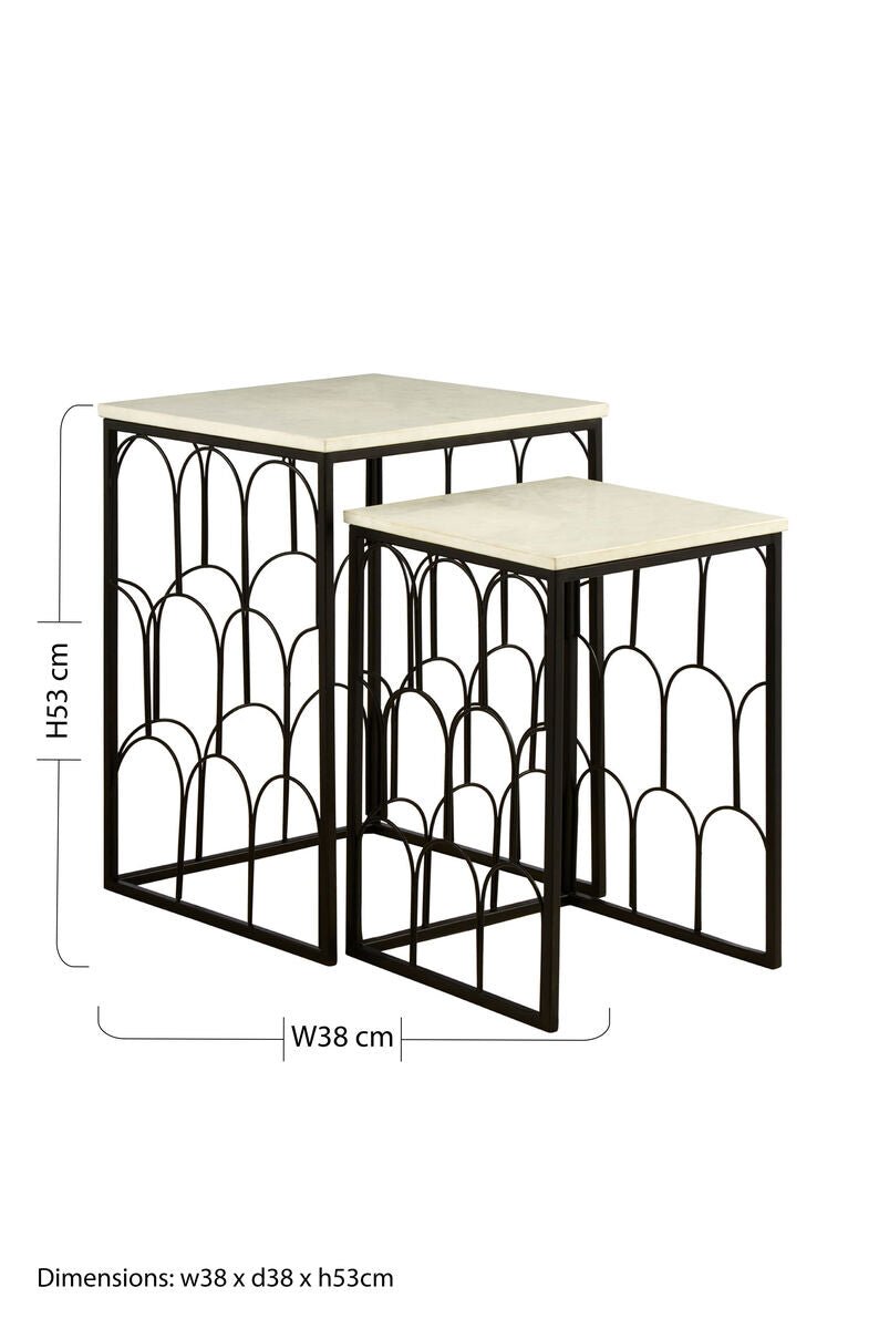 Templar Set Of 2 Marble Tops Side Tables - Bargainia.com - 5018705445786