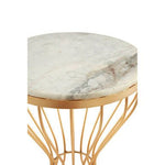 Templar White Marble and Gold Base Round Side Table - Bargainia.com - 5018705387116