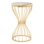 Templar White Marble and Gold Base Round Side Table - Bargainia.com - 5018705387116