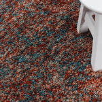 Terracotta & Teal Blend Shaggy Rug - Enjoy - Bargainia.com - 