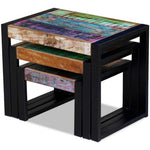 Three Piece Nesting Tables Solid Reclaimed Wood - Bargainia.com - 