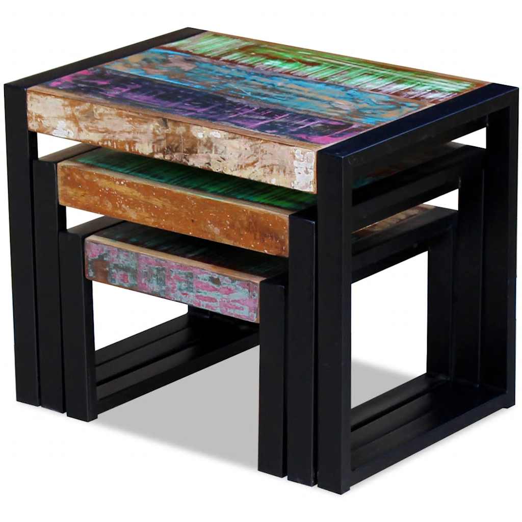 Three Piece Nesting Tables Solid Reclaimed Wood - Bargainia.com - 8718475993155 - 243279