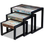 Three Piece Nesting Tables Solid Reclaimed Wood - Bargainia.com - 