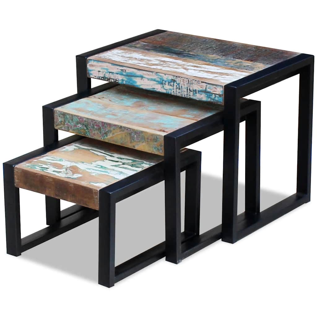 Three Piece Nesting Tables Solid Reclaimed Wood - Bargainia.com - 