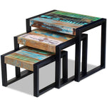 Three Piece Nesting Tables Solid Reclaimed Wood - Bargainia.com - 