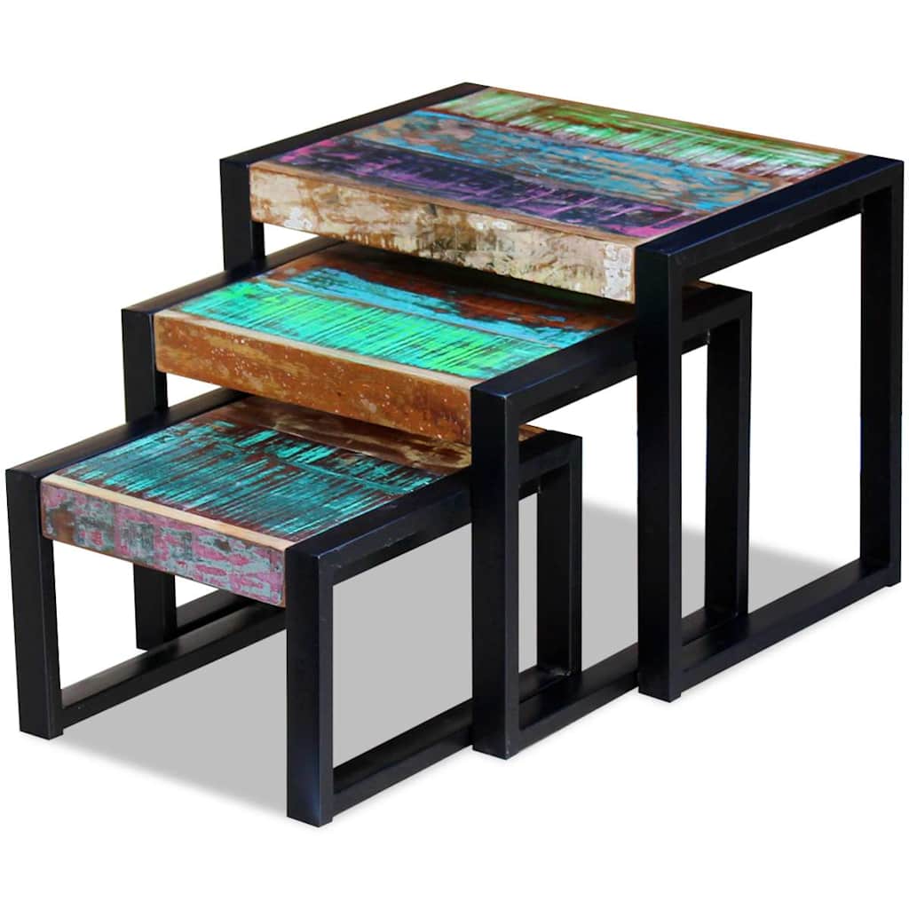 Three Piece Nesting Tables Solid Reclaimed Wood - Bargainia.com - 8718475993155 - 243279