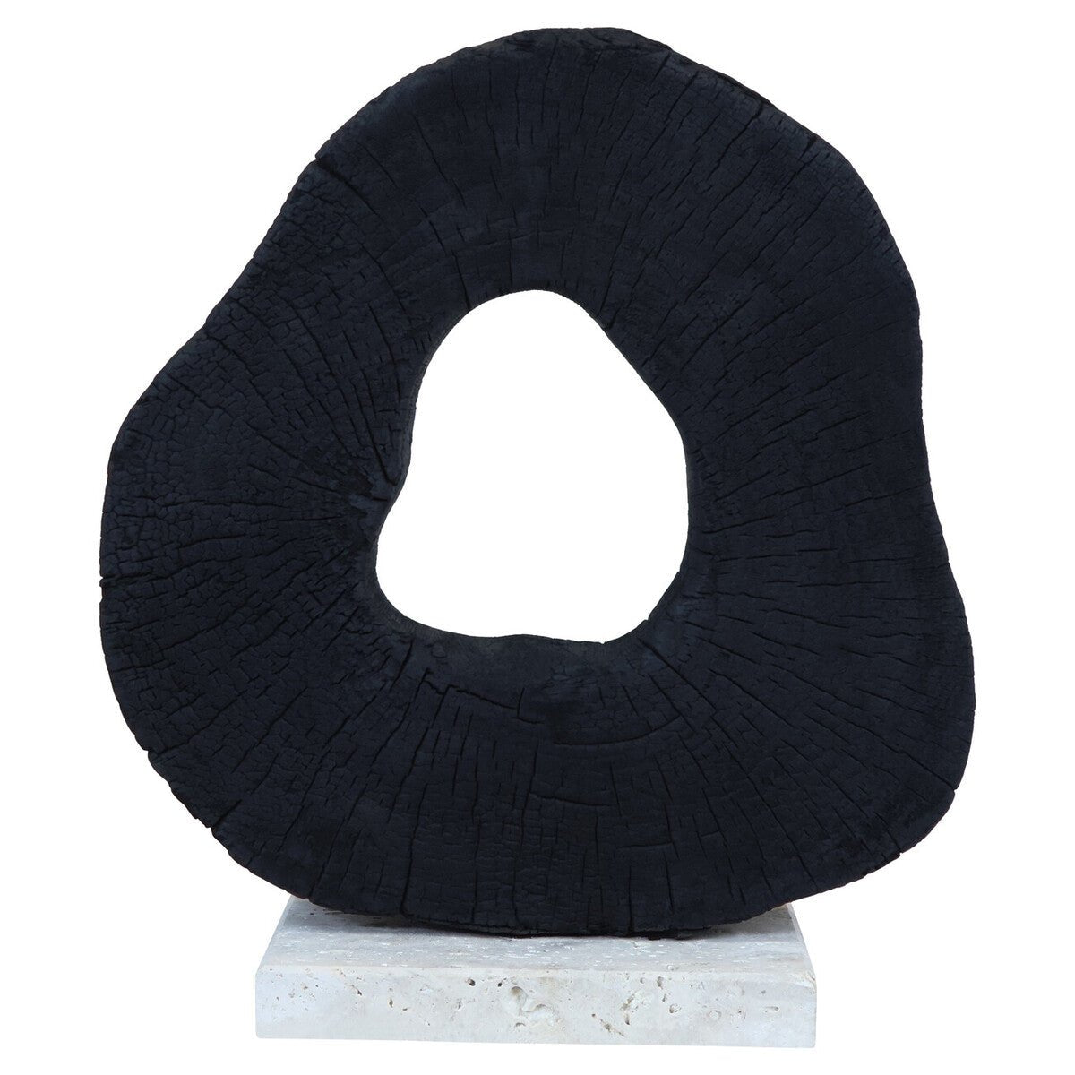 Tibor Black Mango Wood Sculpture With Travertine Base - Bargainia.com - 5063227017614