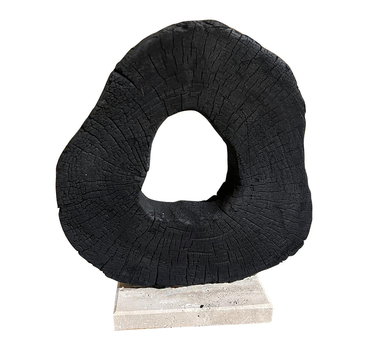 Tibor Black Mango Wood Sculpture With Travertine Base - Bargainia.com - 5063227017614