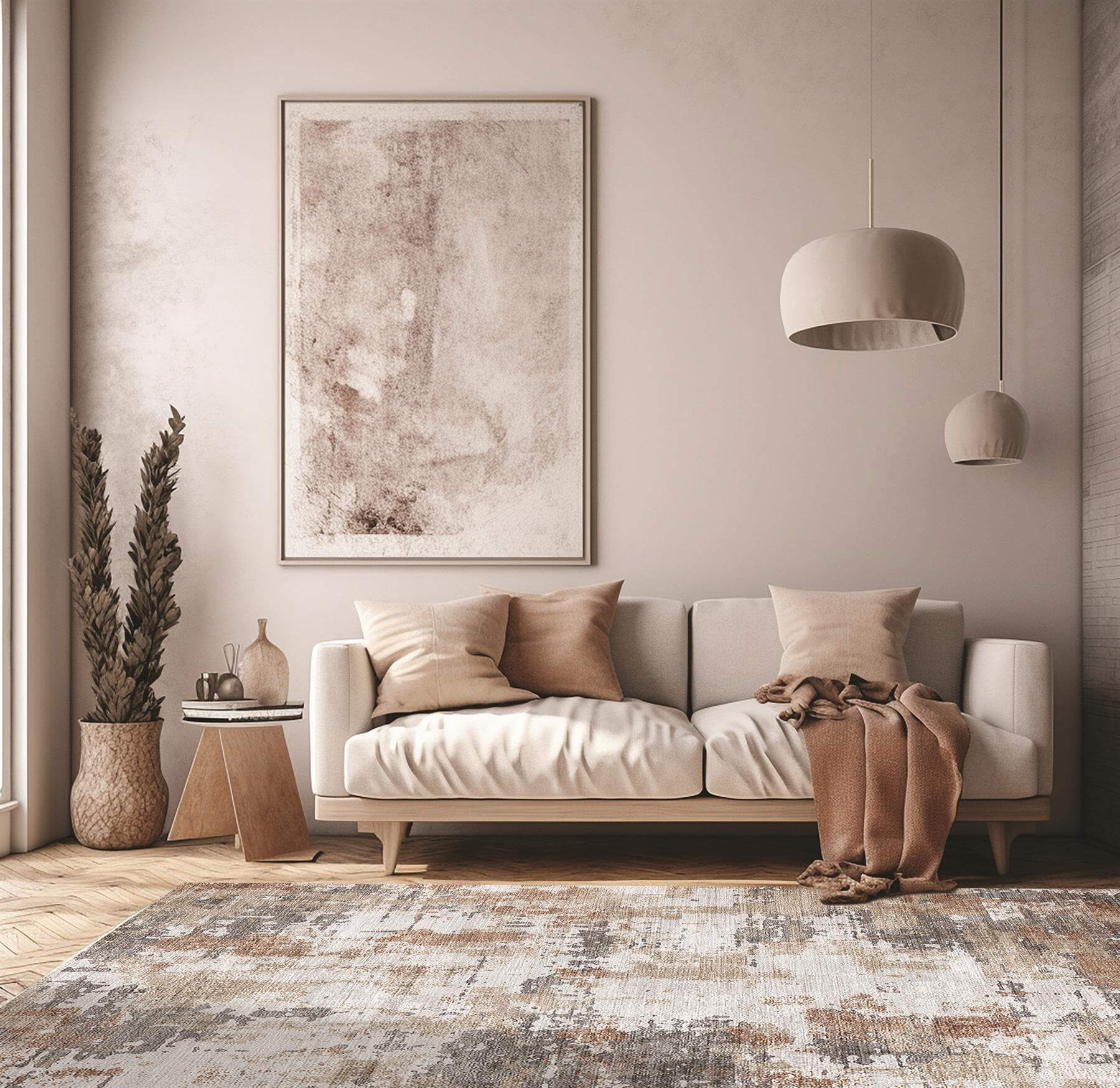 Tokyo Abstract Rust Rug - Bargainia.com - 5060827257105 - TOK003008