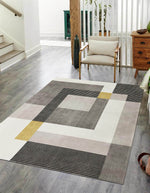 Tokyo Geo Blocks Ochre/Grey Rug - Bargainia.com - 