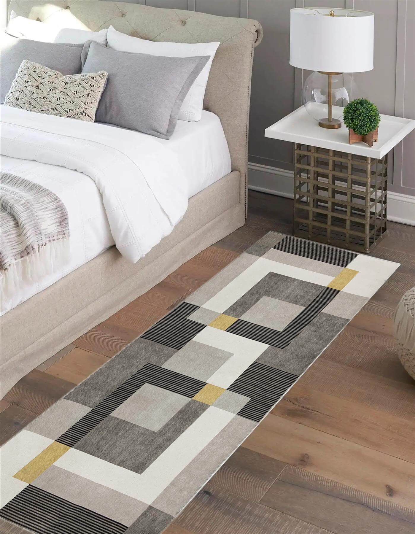 Tokyo Geo Blocks Ochre/Grey Rug - Bargainia.com - 