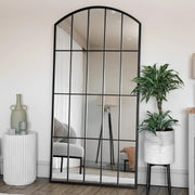 Tomi - Full Length Black Metal Arched Lattice Window Mirror - 180cm x 90cm - Bargainia.com - 5065017296926 - TOM18090BLK