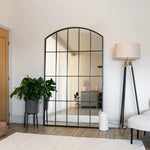 Tomi - Full Length Black Metal Arched Lattice Window Mirror - 200cm x 120cm - Bargainia.com - 