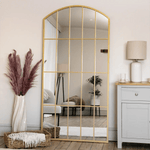 Tomi - Full Length Gold Metal Arched Lattice Window Mirror - 180cm x 90cm - Bargainia.com - 
