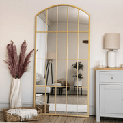 Tomi - Full Length Gold Metal Arched Lattice Window Mirror - 180cm x 90cm - Bargainia.com - 5065017296933 - TOM18090GLD