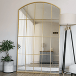 Tomi - Full Length Gold Metal Arched Lattice Window Mirror - 200cm x 120cm - Bargainia.com - 