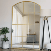 Tomi - Full Length Gold Metal Arched Lattice Window Mirror - 200cm x 120cm - Bargainia.com - 5061083360004 - TOM200120GLD