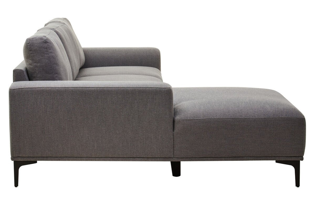 Toulon 3 Seat Grey Fabric Left Chaise Sofa - Bargainia.com - 