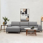 Toulon 3 Seat Grey Fabric Left Chaise Sofa - Bargainia.com - 