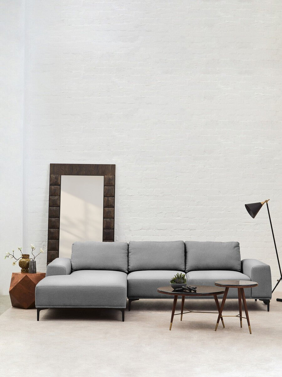 Toulon 3 Seat Grey Fabric Left Chaise Sofa - Bargainia.com - 