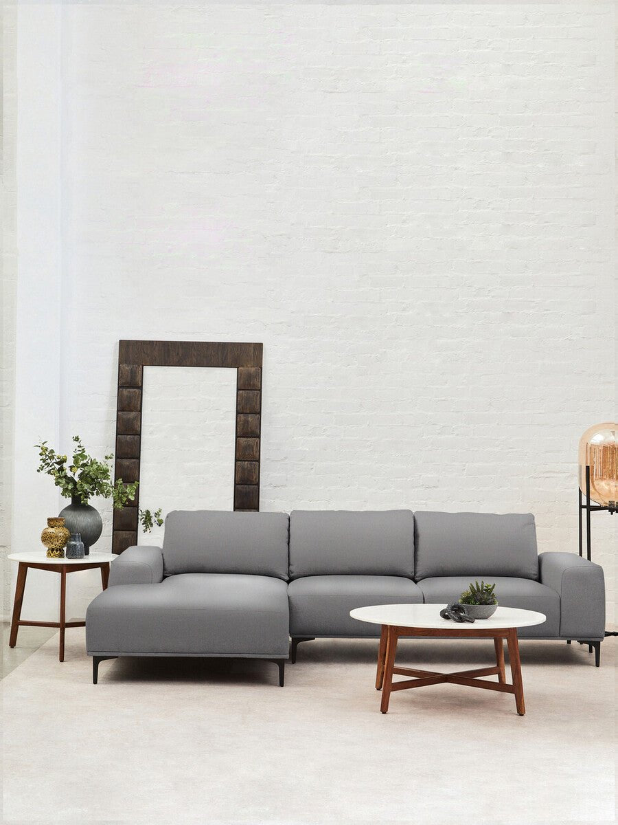 Toulon 3 Seat Grey Fabric Left Chaise Sofa - Bargainia.com - 