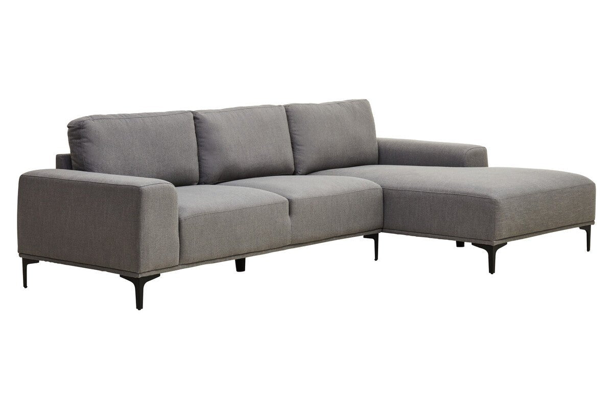 Toulon 3 Seat Grey Fabric Right Chaise Sofa - Bargainia.com - 
