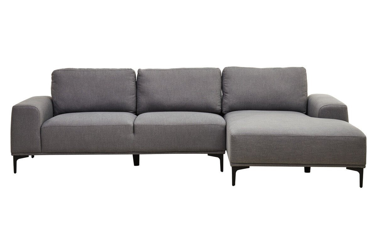 Toulon 3 Seat Grey Fabric Right Chaise Sofa - Bargainia.com - 