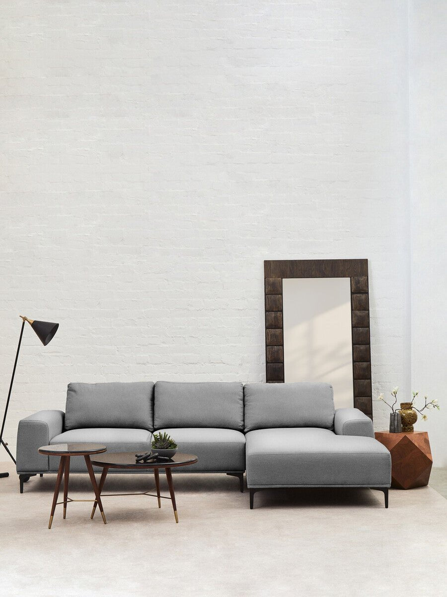Toulon 3 Seat Grey Fabric Right Chaise Sofa - Bargainia.com - 