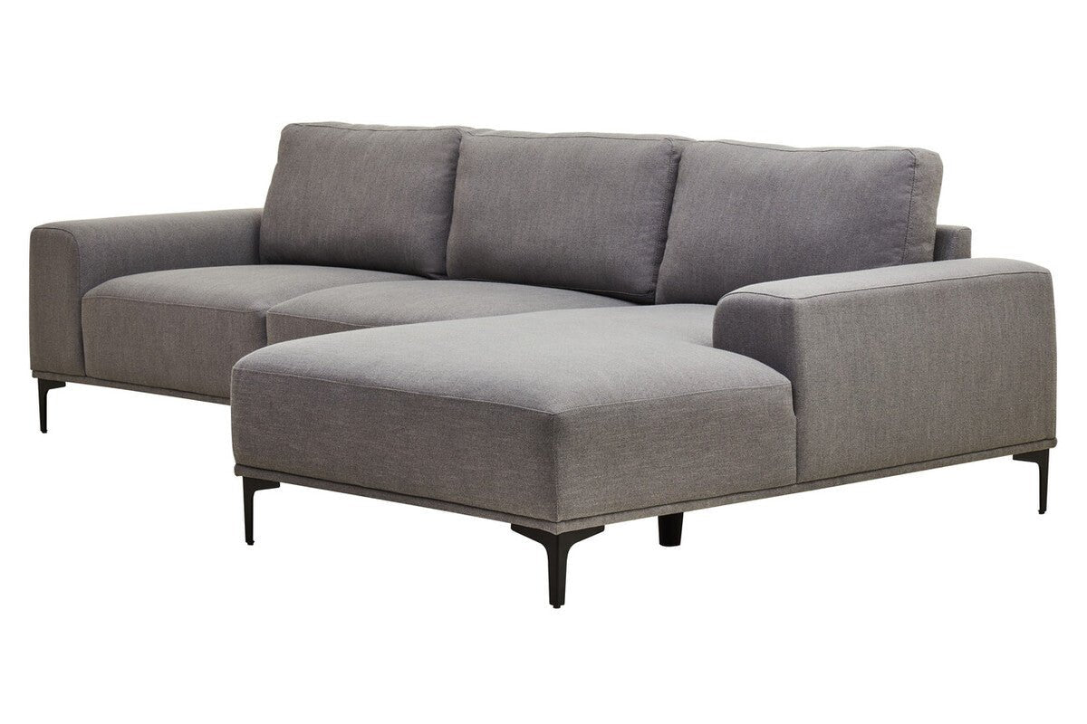Toulon 3 Seat Grey Fabric Right Chaise Sofa - Bargainia.com - 