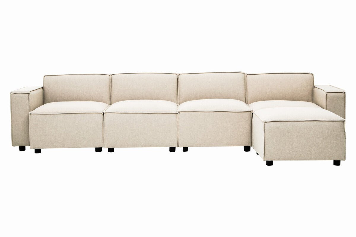 Toulouse Cream Fabric Armless Modular Sofa - Bargainia.com - 