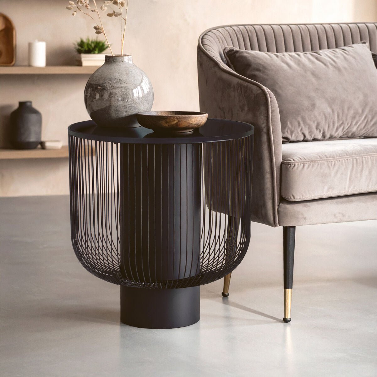 Trento End Table With Black Glass Top - Bargainia.com - 5018705442723