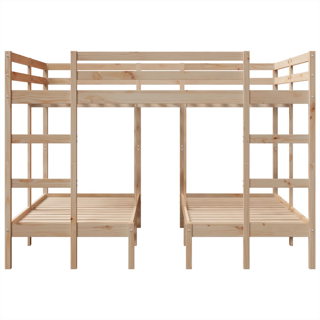Triple Bunk Bed Frame 160x200/80x160 cm Solid Wood Pine - Bargainia.com - 8721158373403 - 3308580