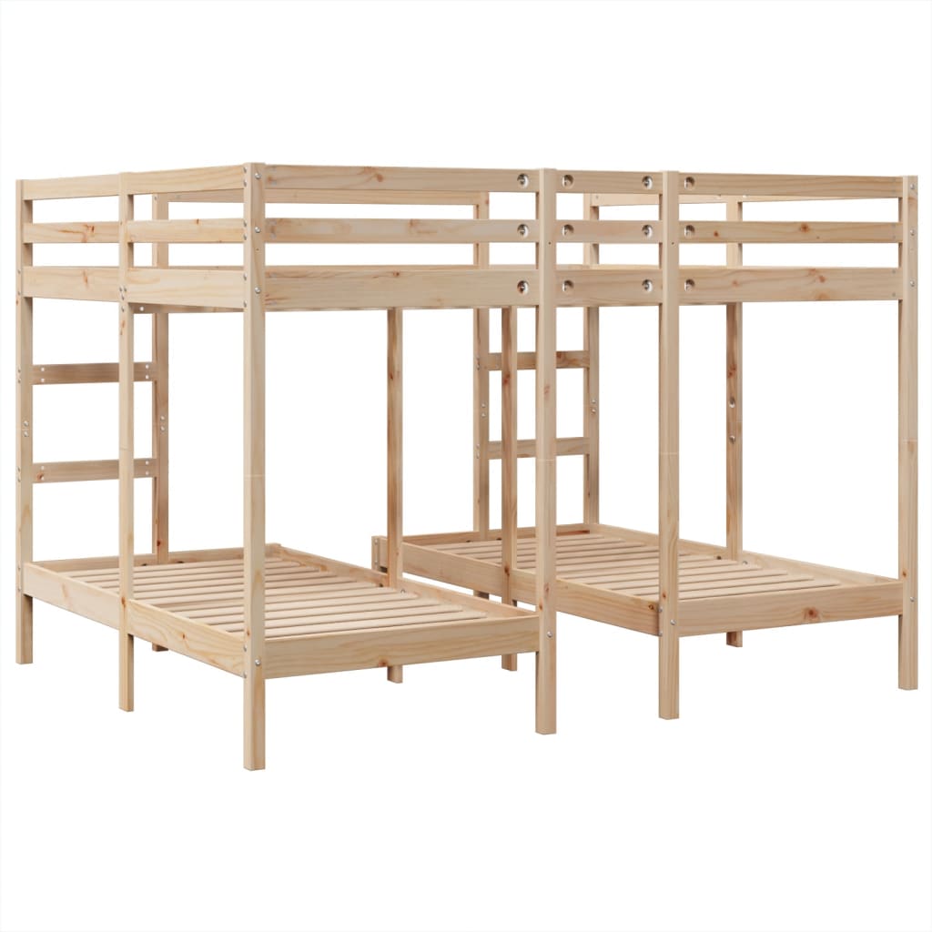 Triple Bunk Bed Frame 160x200/80x160 cm Solid Wood Pine - Bargainia.com - 8721158373403 - 3308580