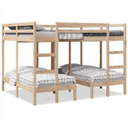 Triple Bunk Bed Frame 160x200/80x160 cm Solid Wood Pine - Bargainia.com - 8721158373403 - 3308580