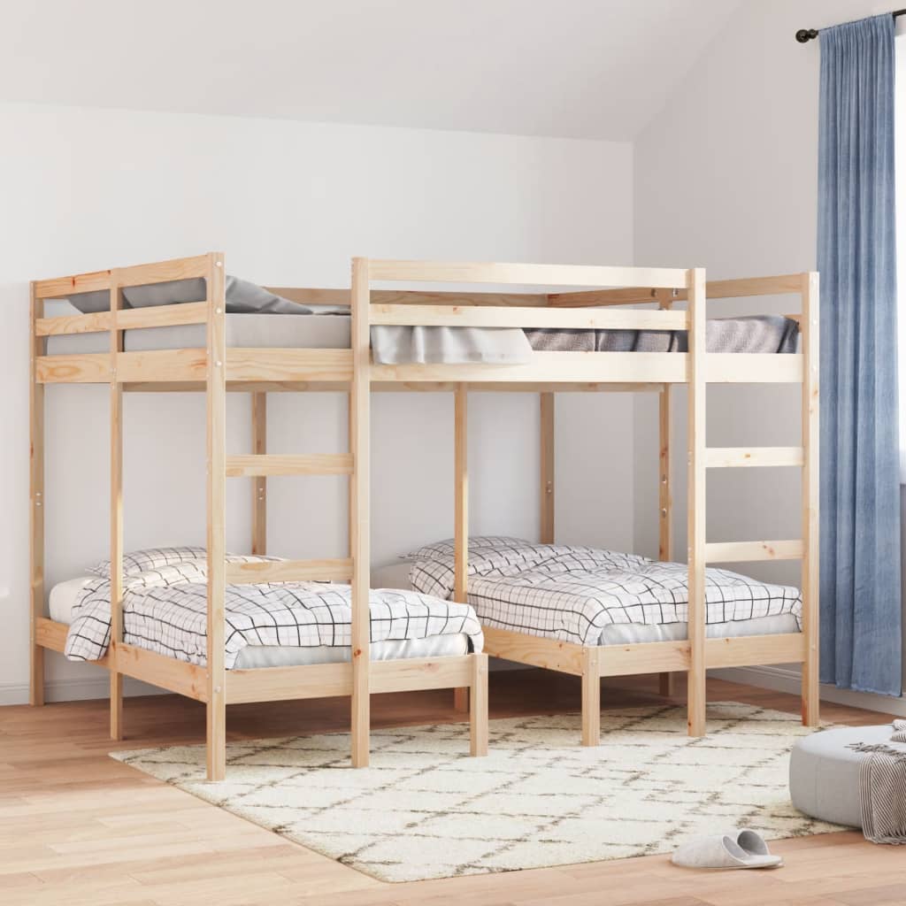 Triple Bunk Bed Frame 160x200/80x160 cm Solid Wood Pine - Bargainia.com - 8721158373403 - 3308580