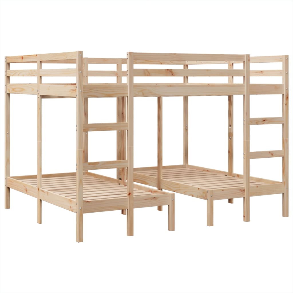 Triple Bunk Bed Frame 160x200/80x160 cm Solid Wood Pine - Bargainia.com - 8721158373403 - 3308580