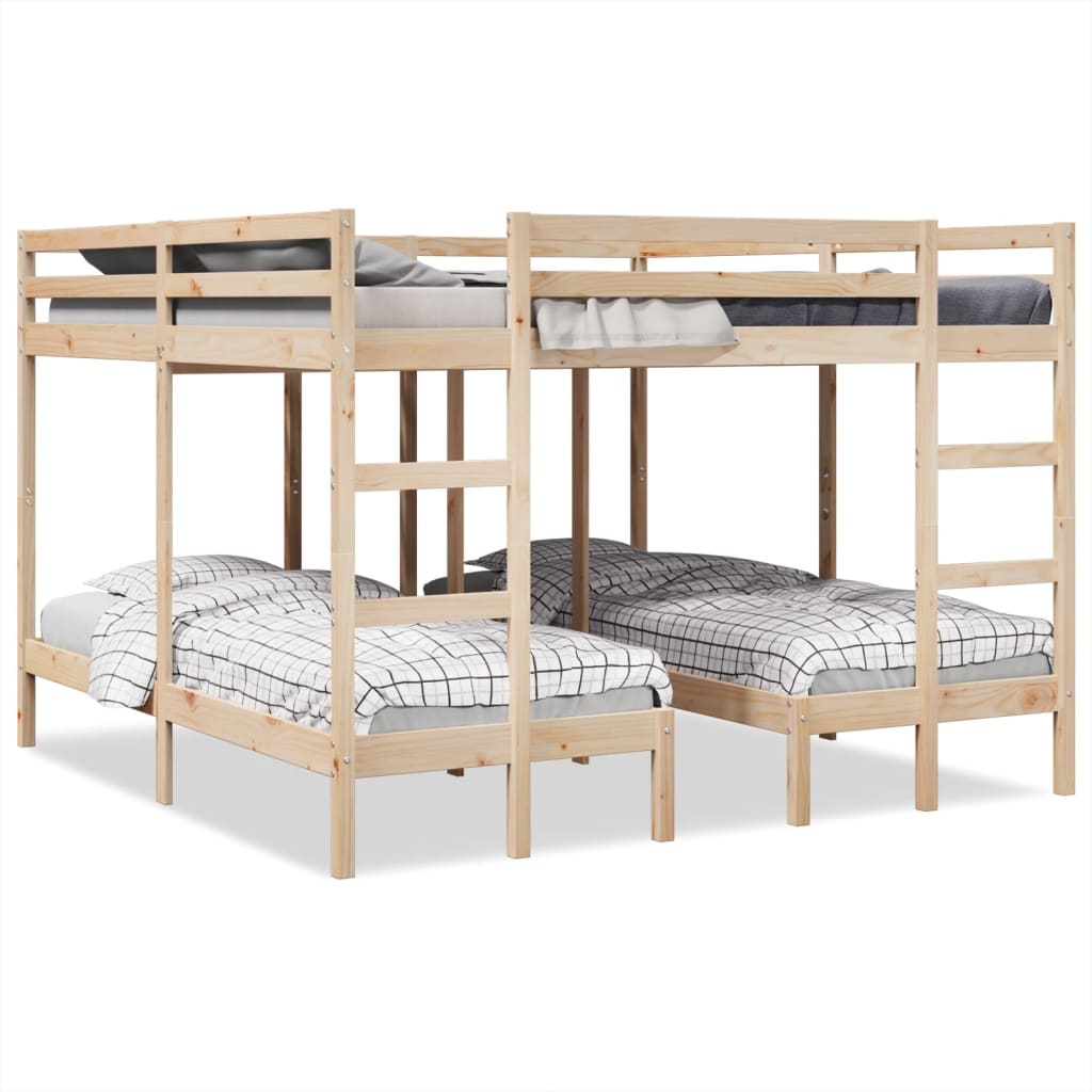 Triple Bunk Bed Frame 200x200/80x200 cm Solid Wood Pine - Bargainia.com - 8721158373434 - 3308583