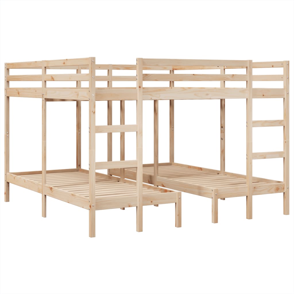 Triple Bunk Bed Frame 200x200/80x200 cm Solid Wood Pine - Bargainia.com - 8721158373434 - 3308583