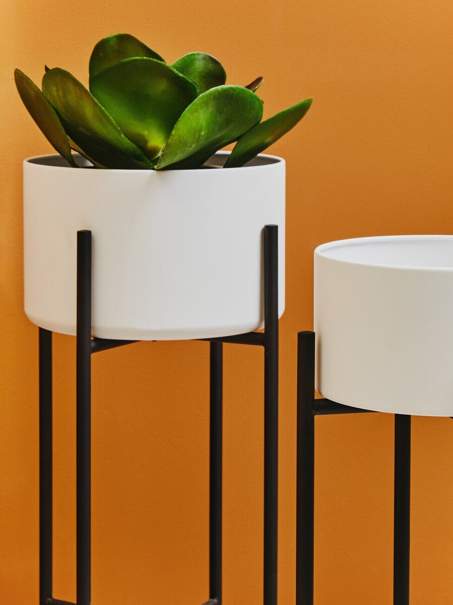 Trosa Small White And Black Floor Standing Planter - Bargainia.com - 5018705997025